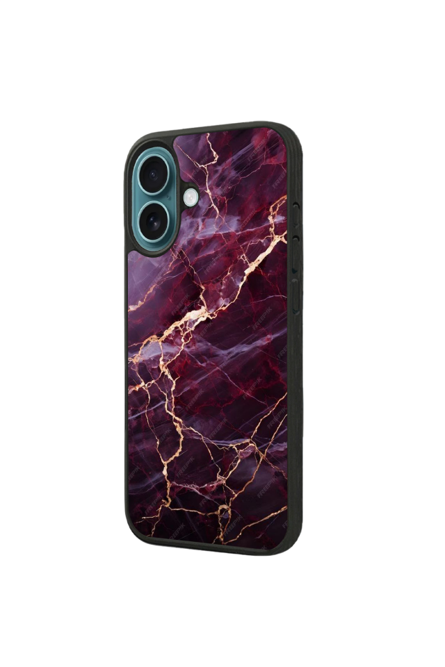 iPhone 16 Plus Uyumlu Mermer Marble Tasarımlı Glossy Premium Kılıf
