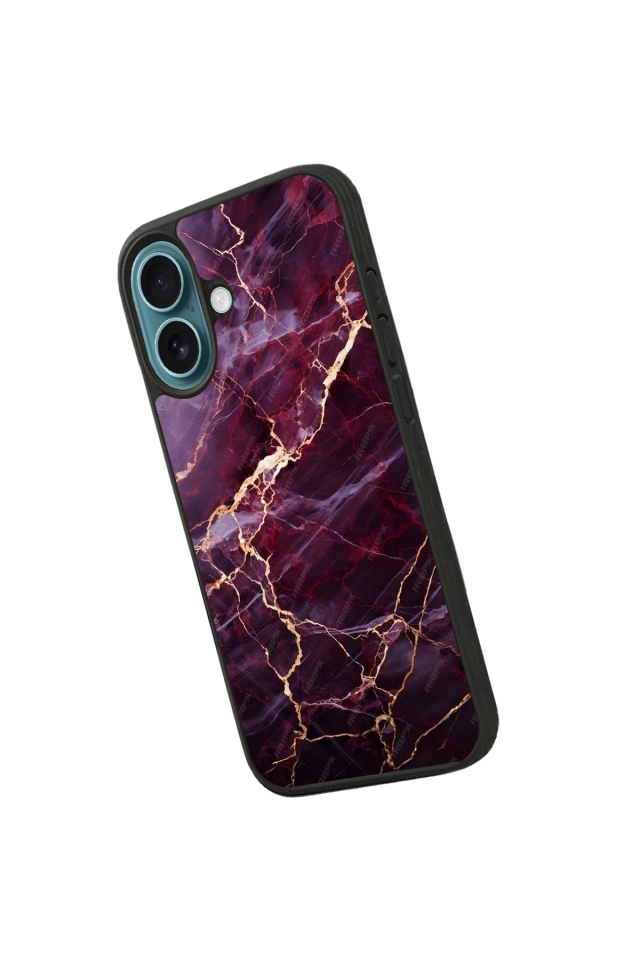 iPhone 16 Plus Uyumlu Mermer Marble Tasarımlı Glossy Premium Kılıf