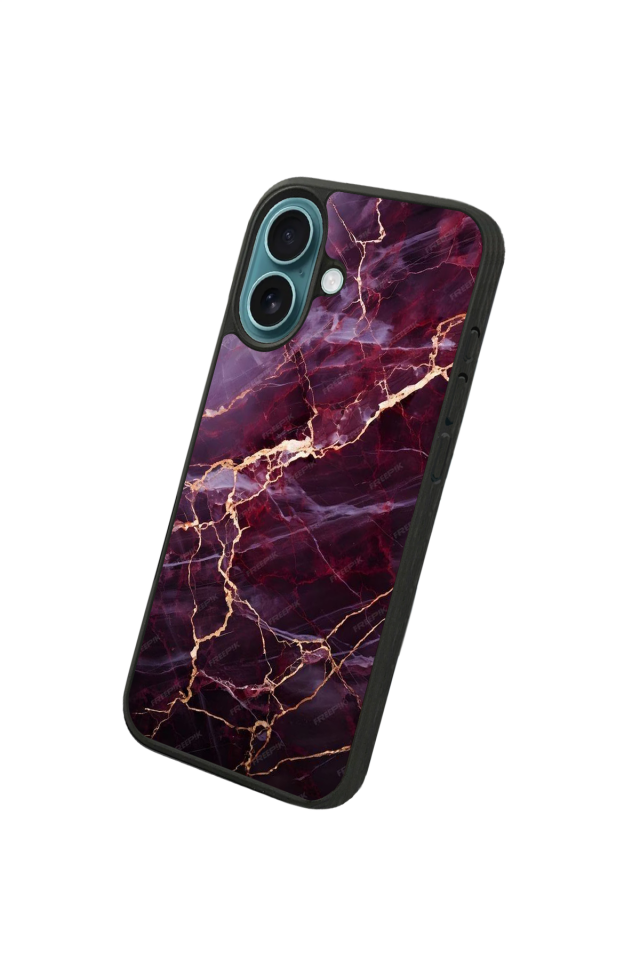 iPhone 16 Plus Uyumlu Mermer Marble Tasarımlı Glossy Premium Kılıf
