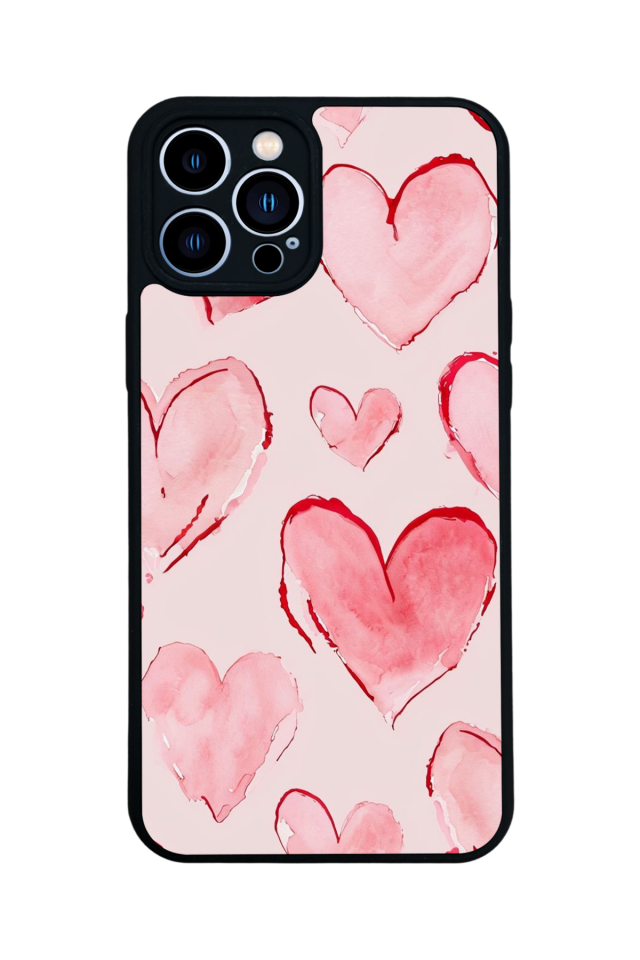 iPhone 13 Pro Max Uyumlu Kalp Love Tasarımlı Glossy Premium Kılıf