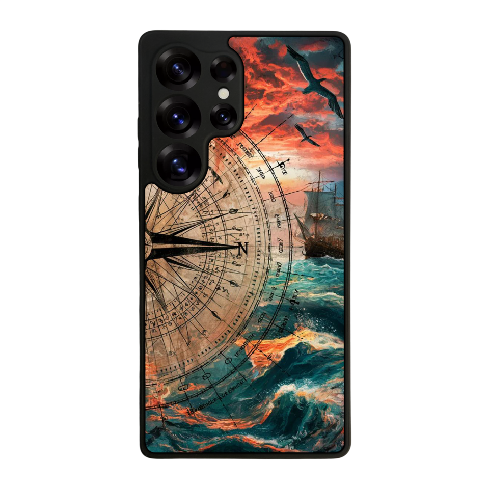 Samsung Galaxy S25 Ultra Uyumlu Pusula Tasarımlı Glossy Premium Kılıf