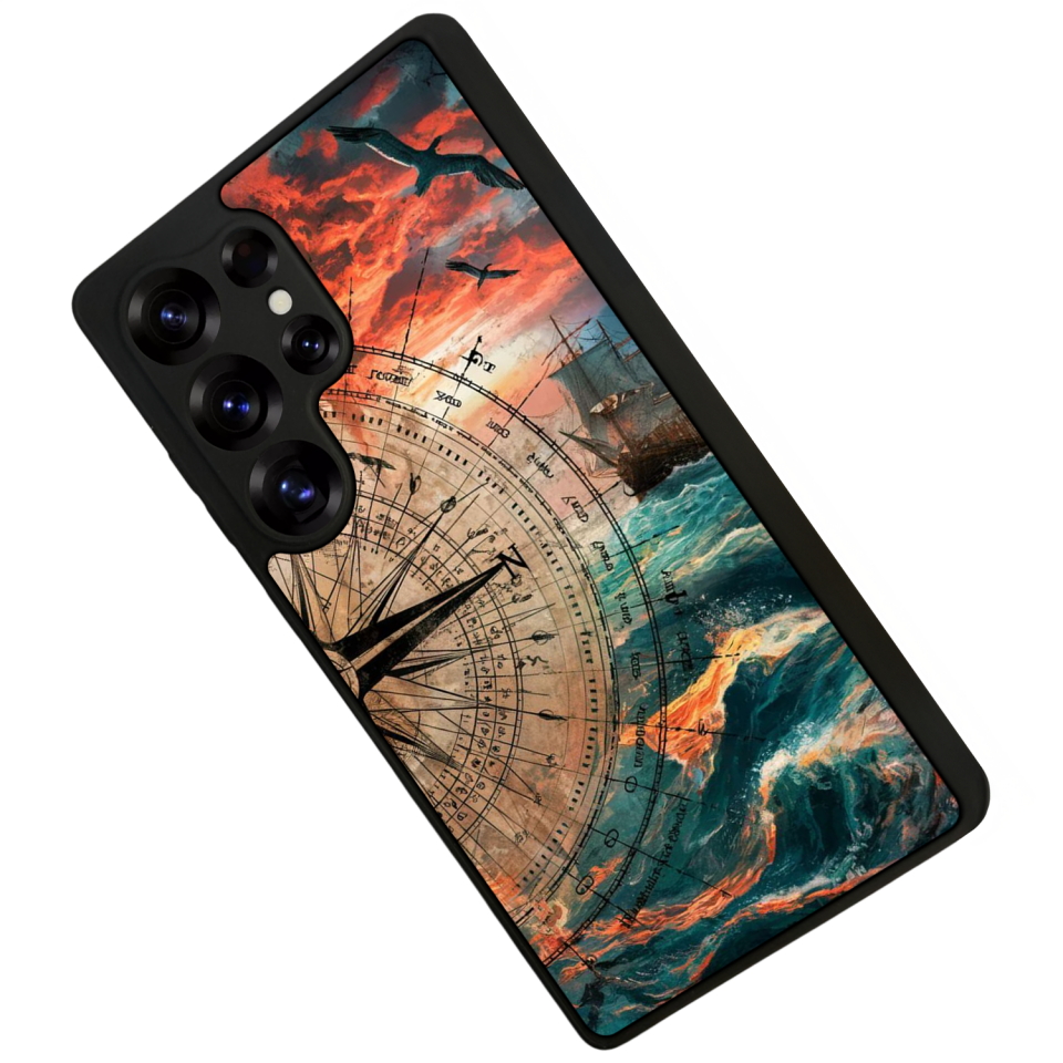 Samsung Galaxy S25 Ultra Uyumlu Pusula Tasarımlı Glossy Premium Kılıf