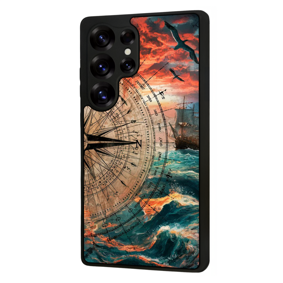 Samsung Galaxy S25 Ultra Uyumlu Pusula Tasarımlı Glossy Premium Kılıf