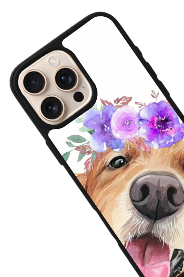 iPhone 14 Pro Uyumlu Golden Kopek Tasarımlı Glossy Premium Kılıf