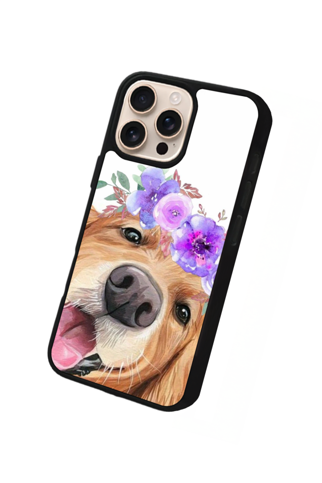 iPhone 14 Pro Uyumlu Golden Kopek Tasarımlı Glossy Premium Kılıf