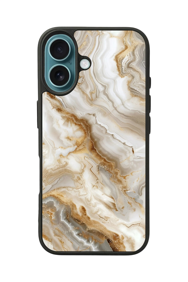 iPhone 16 Plus Uyumlu Mermer Marble Tasarımlı Glossy Premium Kılıf
