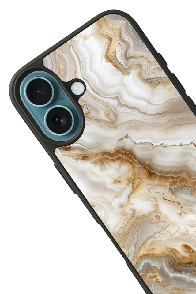 iPhone 16 Plus Uyumlu Mermer Marble Tasarımlı Glossy Premium Kılıf