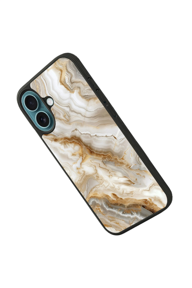 iPhone 16 Plus Uyumlu Mermer Marble Tasarımlı Glossy Premium Kılıf