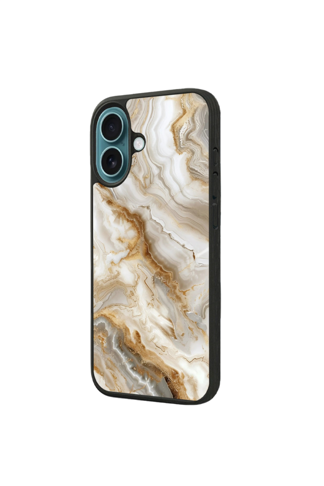 iPhone 16 Plus Uyumlu Mermer Marble Tasarımlı Glossy Premium Kılıf