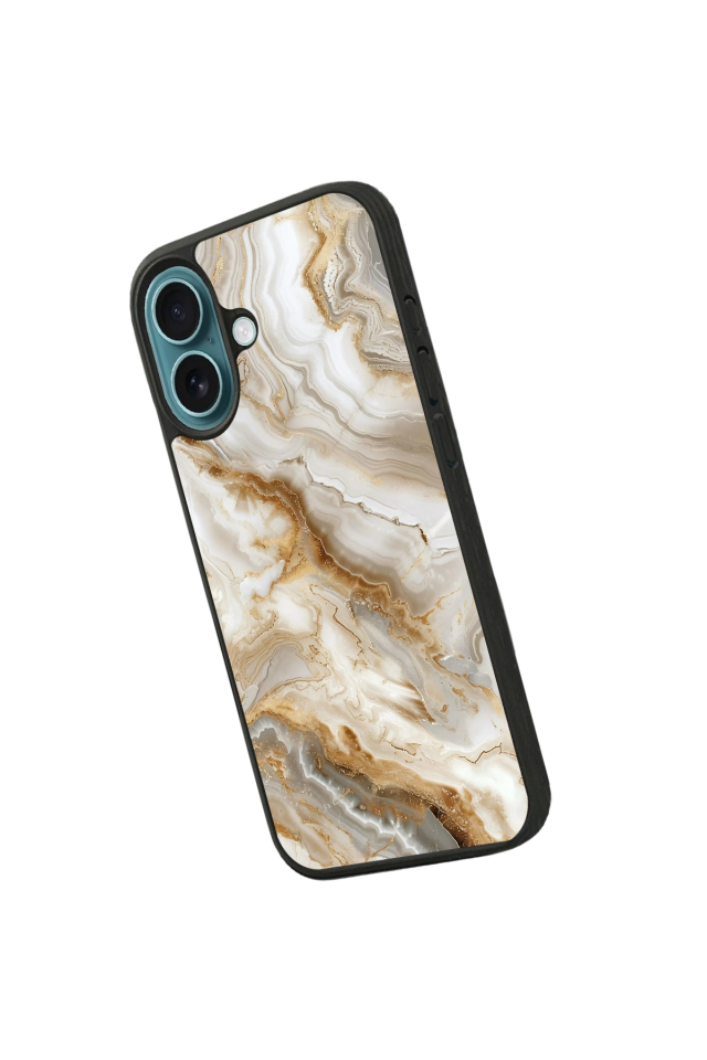 iPhone 16 Plus Uyumlu Mermer Marble Tasarımlı Glossy Premium Kılıf