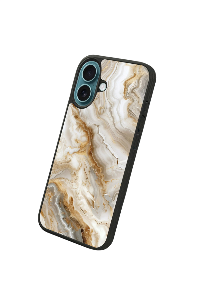 iPhone 16 Plus Uyumlu Mermer Marble Tasarımlı Glossy Premium Kılıf