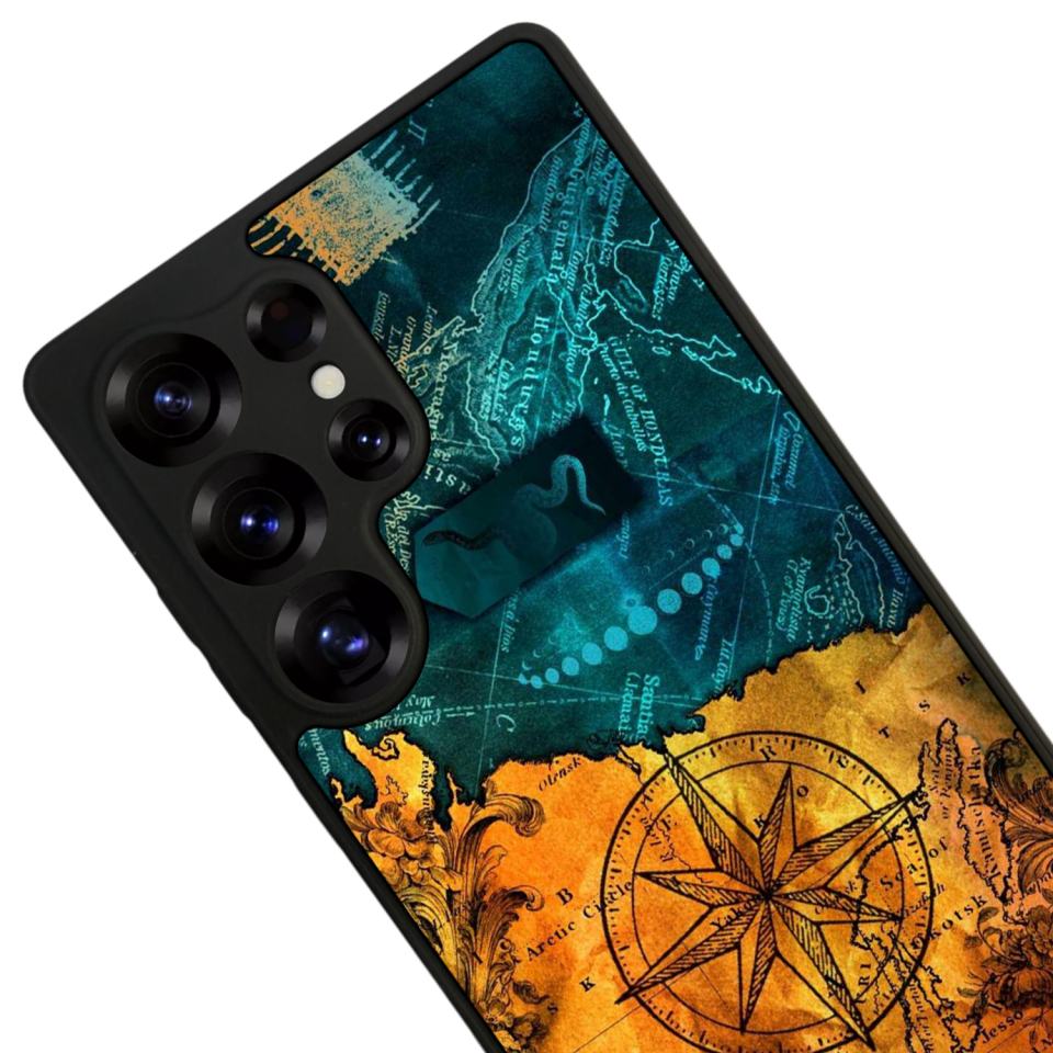 Samsung Galaxy S25 Ultra Uyumlu Pusula Tasarımlı Glossy Premium Kılıf