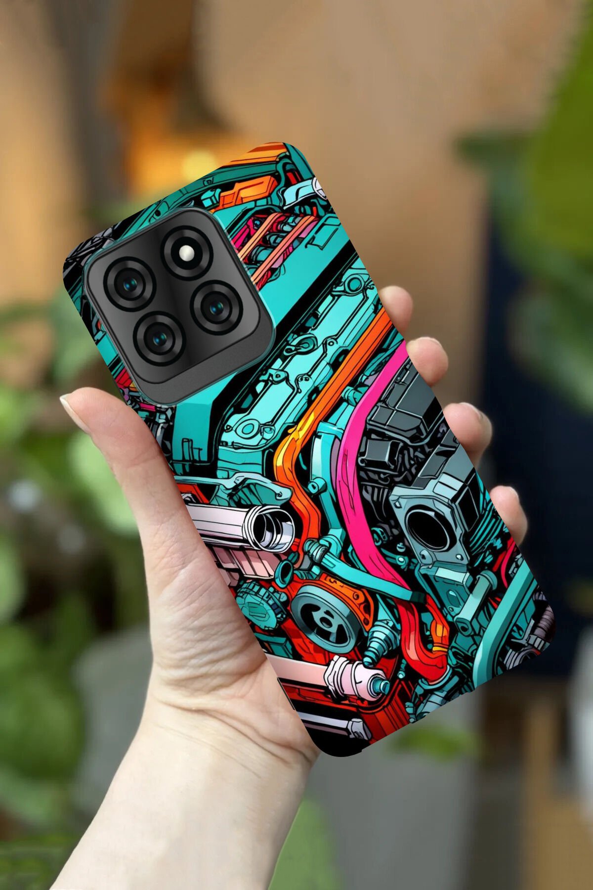 Reeder S71 Uyumlu Kamera Korumalı Renkli Mekanik Motor Desenli HD Baskılı Silikon Kılıf