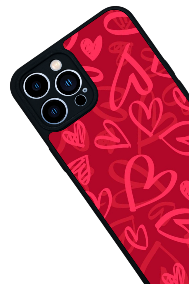 iPhone 13 Pro Max Uyumlu Kalp Love Tasarımlı Glossy Premium Kılıf