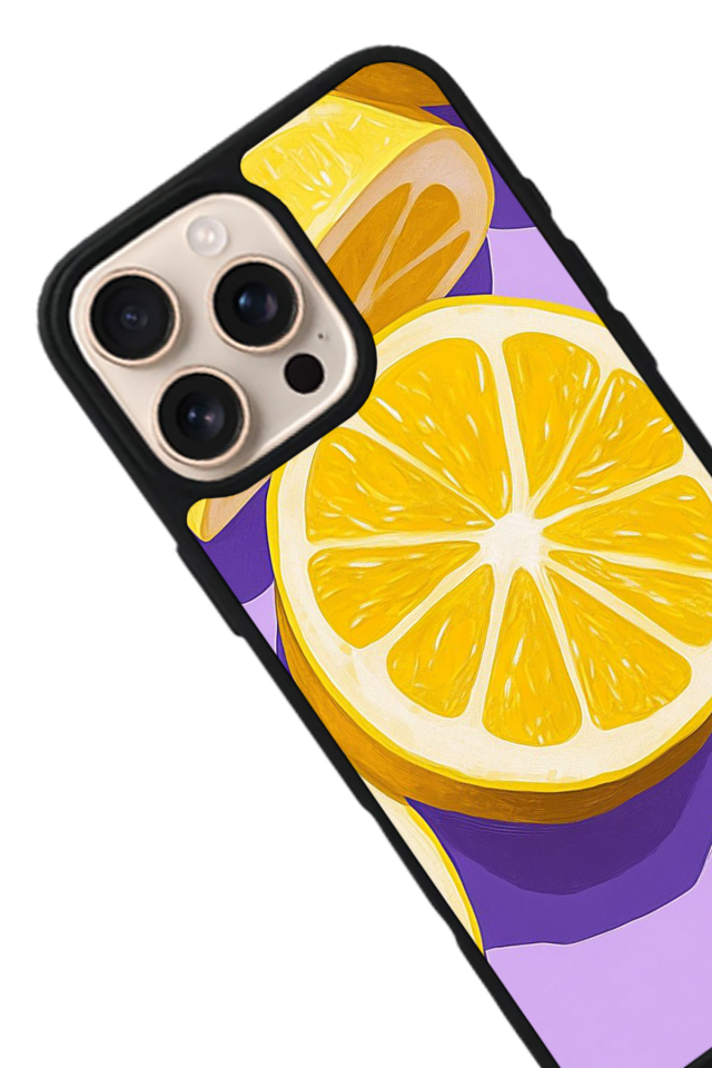 iPhone 14 Pro Uyumlu Limon Tasarımlı Glossy Premium Kılıf