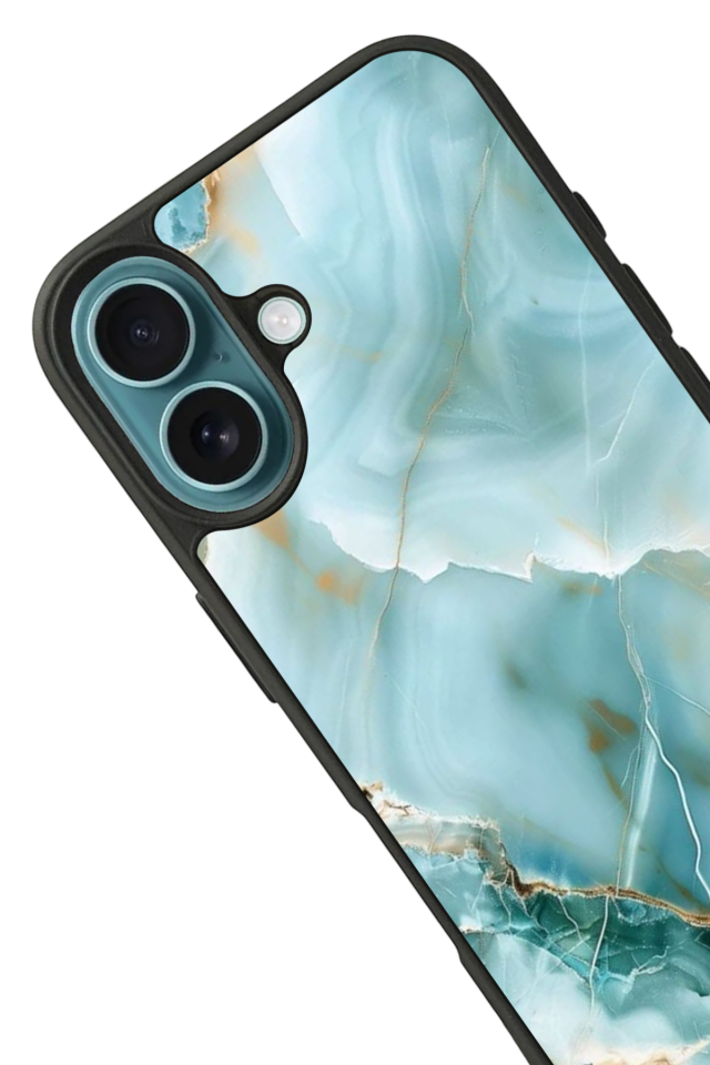 iPhone 16 Plus Uyumlu Mermer Marble Tasarımlı Glossy Premium Kılıf