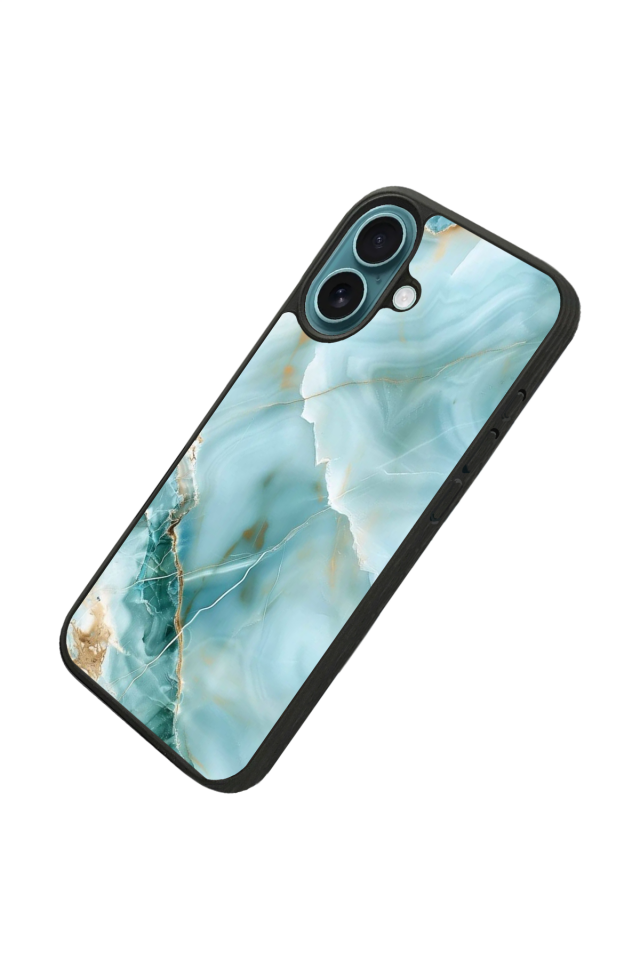 iPhone 16 Plus Uyumlu Mermer Marble Tasarımlı Glossy Premium Kılıf