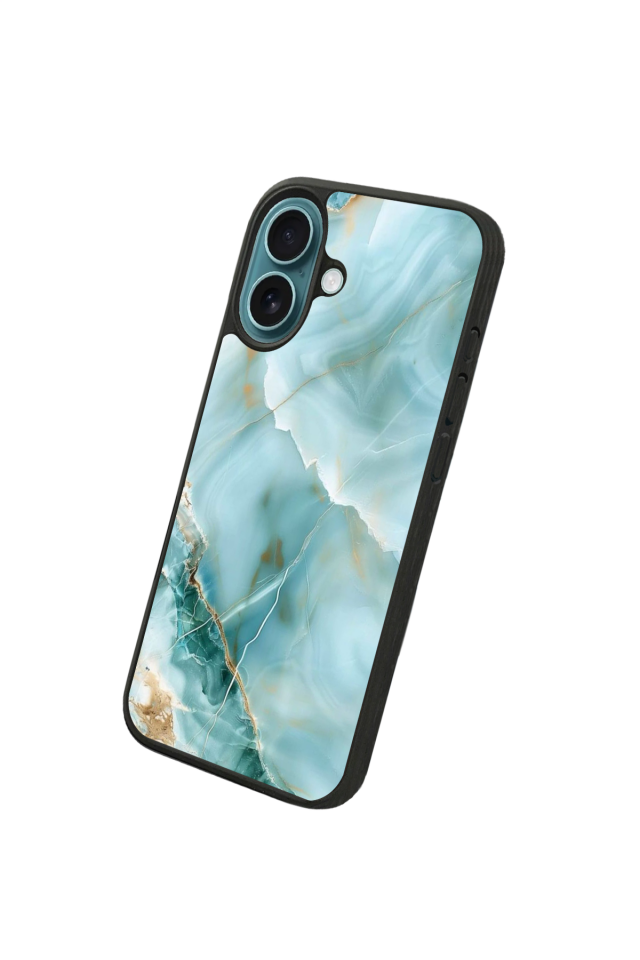 iPhone 16 Plus Uyumlu Mermer Marble Tasarımlı Glossy Premium Kılıf