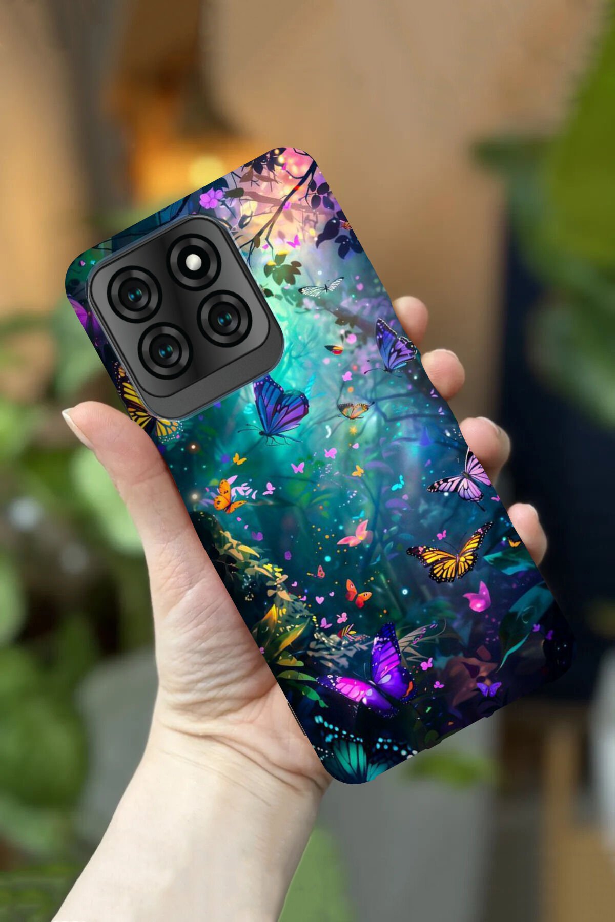 Reeder S71 Uyumlu Kamera Korumalı Kelebek Manzara Desenli HD Baskılı Silikon Kılıf