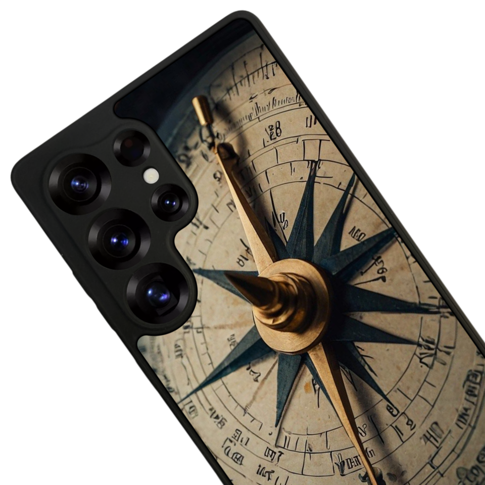 Samsung Galaxy S25 Ultra Uyumlu Pusula Tasarımlı Glossy Premium Kılıf