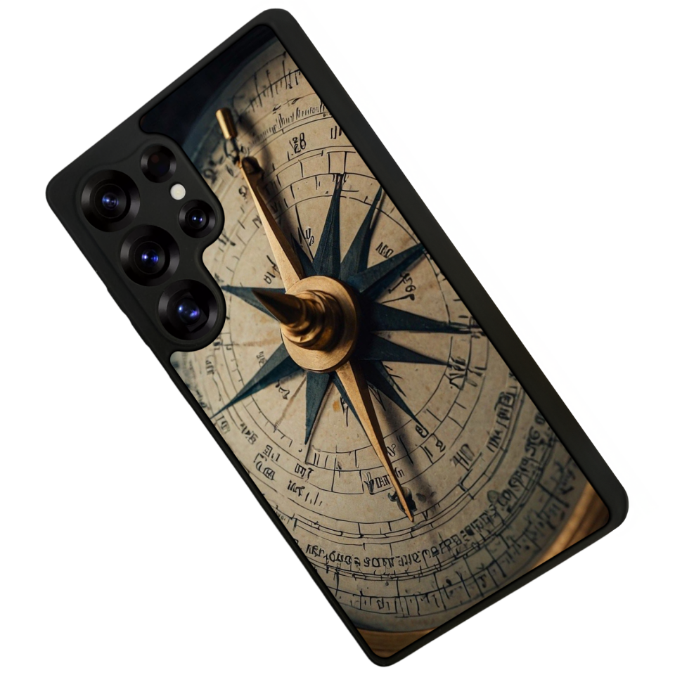 Samsung Galaxy S25 Ultra Uyumlu Pusula Tasarımlı Glossy Premium Kılıf