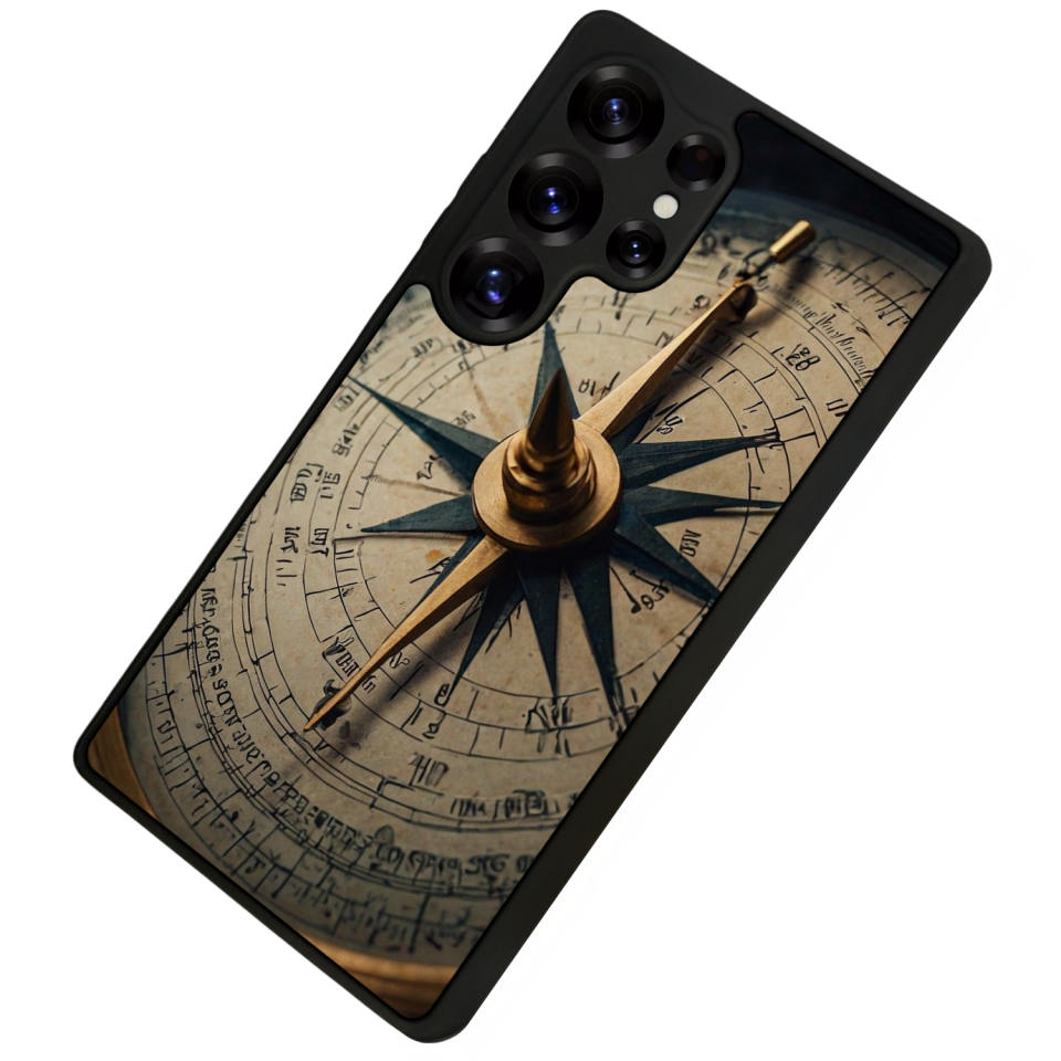 Samsung Galaxy S25 Ultra Uyumlu Pusula Tasarımlı Glossy Premium Kılıf