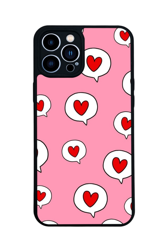 iPhone 13 Pro Max Uyumlu Kalp Love Tasarımlı Glossy Premium Kılıf