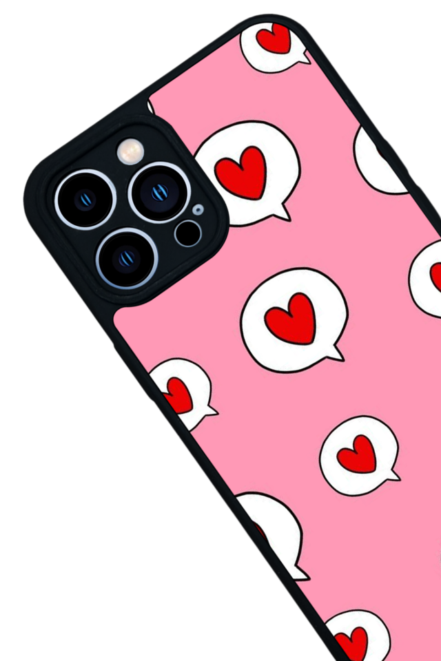 iPhone 13 Pro Max Uyumlu Kalp Love Tasarımlı Glossy Premium Kılıf