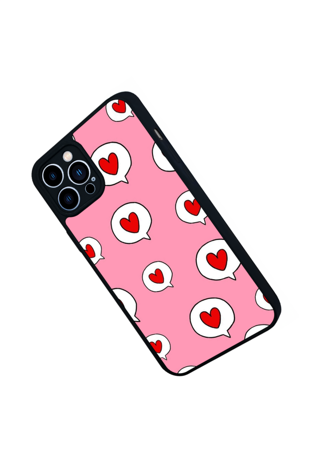 iPhone 13 Pro Max Uyumlu Kalp Love Tasarımlı Glossy Premium Kılıf