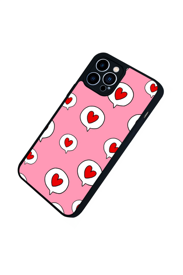 iPhone 13 Pro Max Uyumlu Kalp Love Tasarımlı Glossy Premium Kılıf