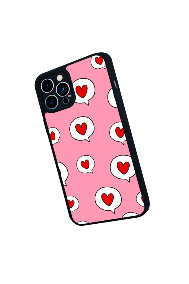 iPhone 13 Pro Max Uyumlu Kalp Love Tasarımlı Glossy Premium Kılıf