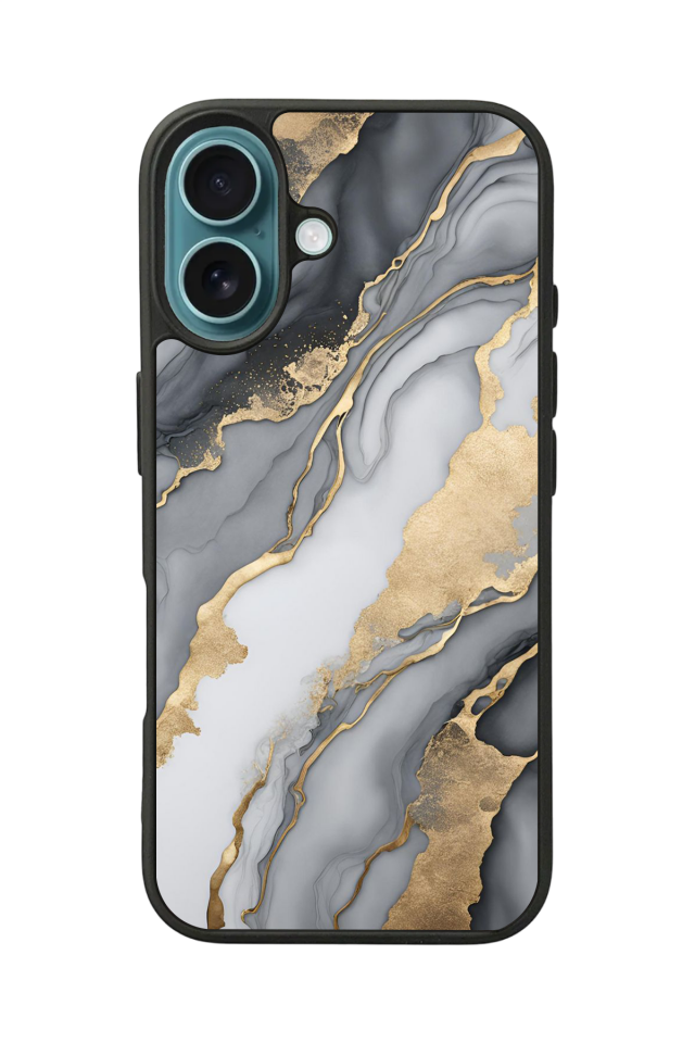 iPhone 16 Plus Uyumlu Mermer Marble Tasarımlı Glossy Premium Kılıf
