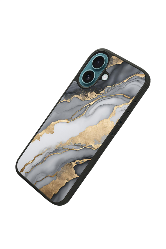 iPhone 16 Plus Uyumlu Mermer Marble Tasarımlı Glossy Premium Kılıf