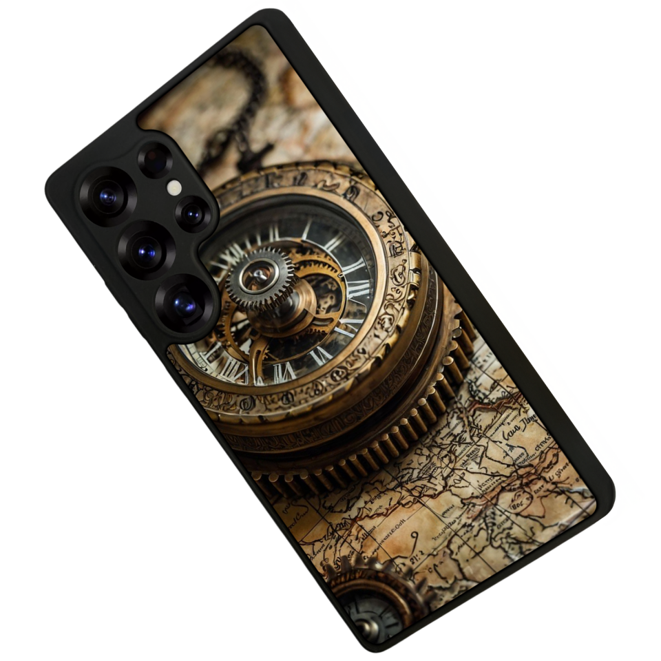 Samsung Galaxy S25 Ultra Uyumlu Pusula Tasarımlı Glossy Premium Kılıf