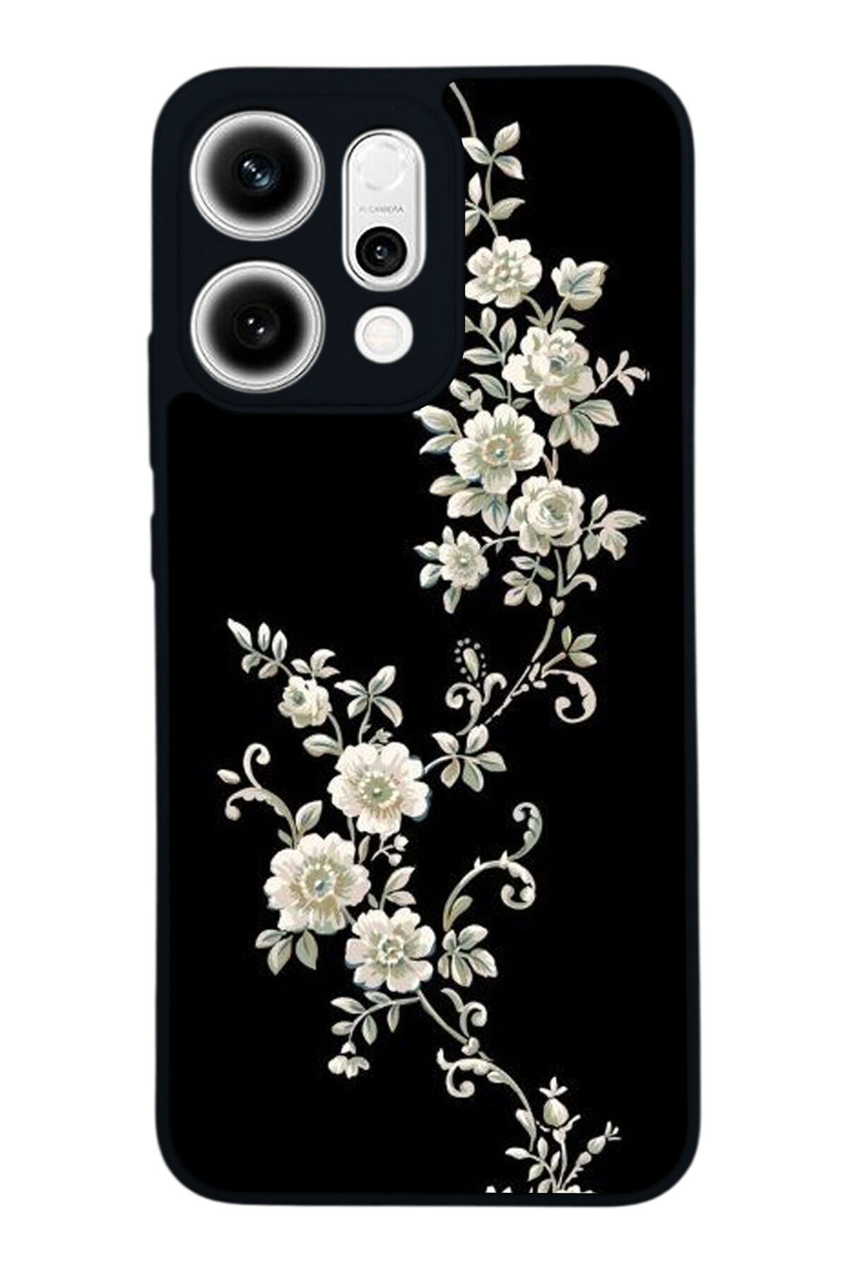 Oppo Reno 14 Uyumlu Yaldizli Cicek Tasarımlı Glossy Premium Kılıf