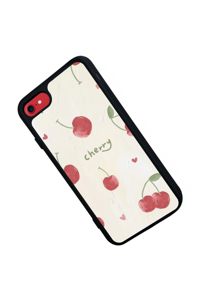 iPhone 8 Uyumlu Kiraz Tasarımlı Glossy Premium Kılıf