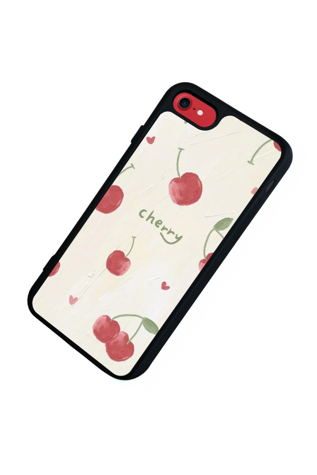 iPhone 8 Uyumlu Kiraz Tasarımlı Glossy Premium Kılıf