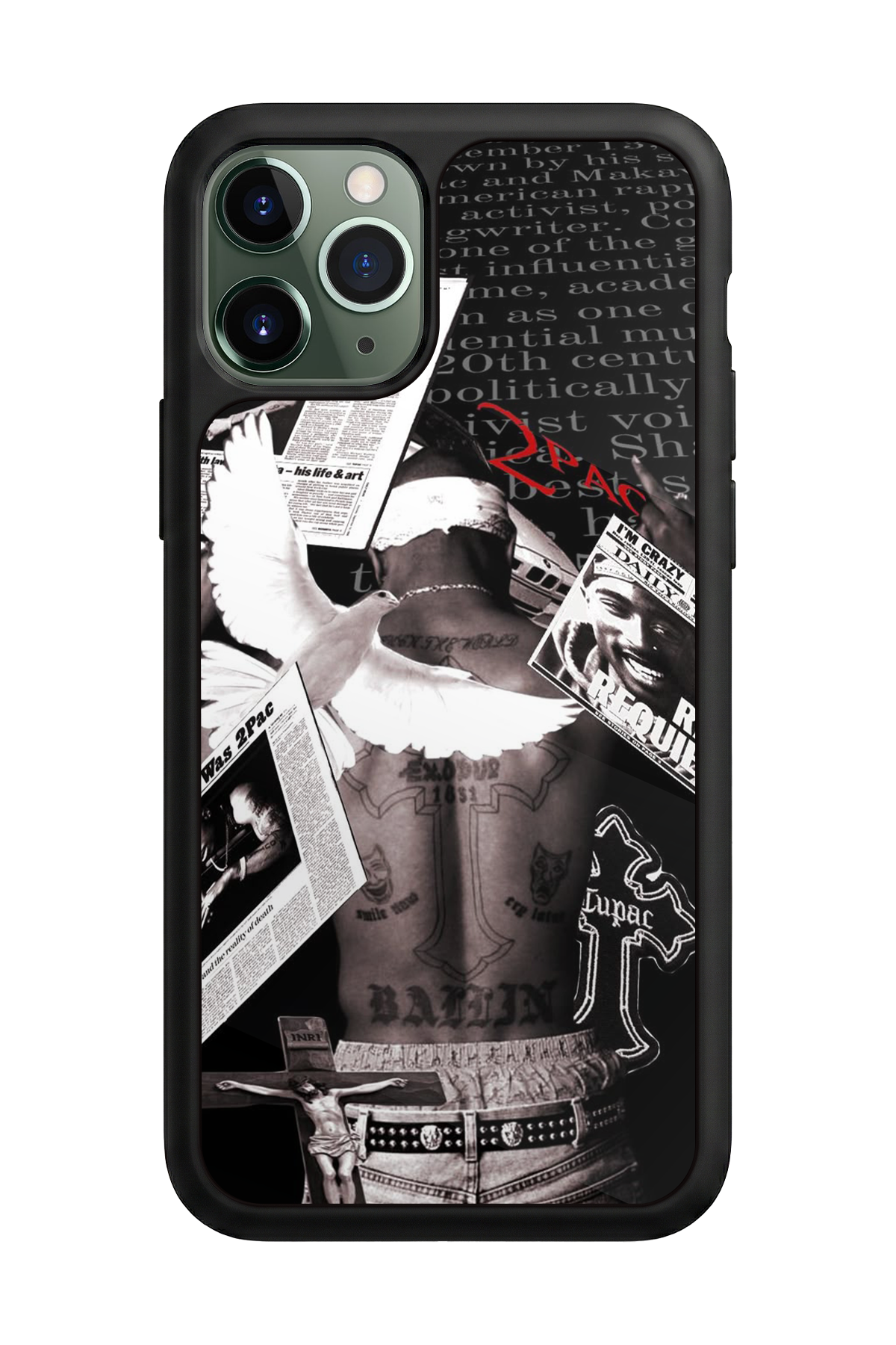 iPhone 11 Pro Max Uyumlu Tupac Tasarımlı Glossy Premium Kılıf