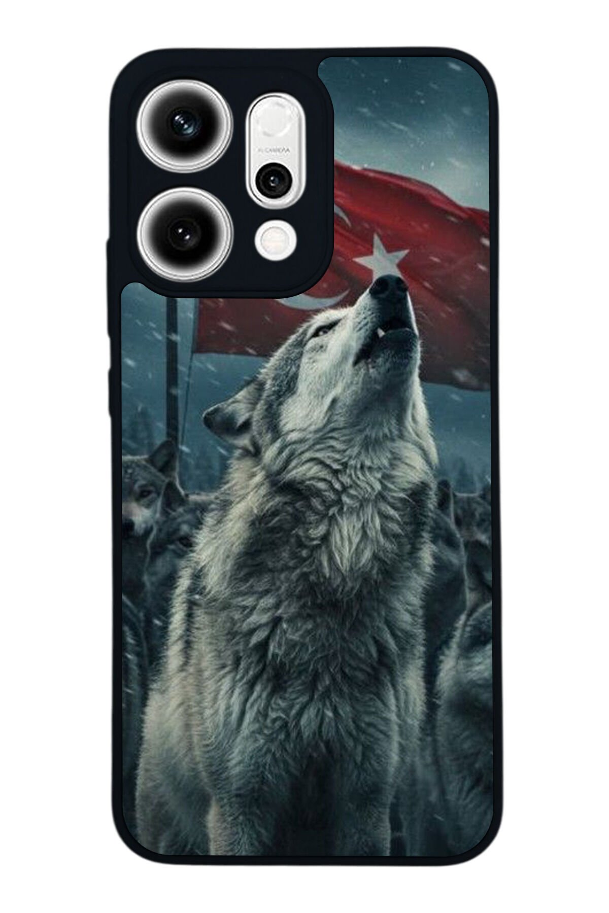 Oppo Reno 14 Uyumlu Bozkurt Tasarımlı Glossy Premium Kılıf