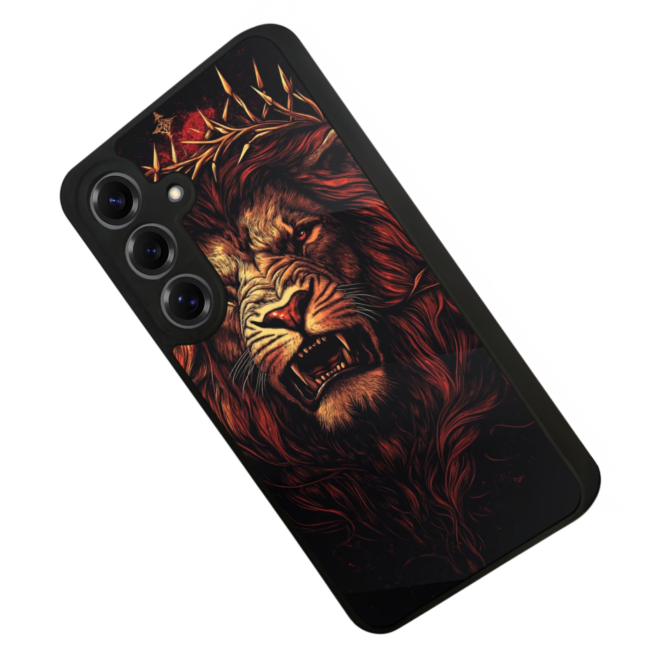 Samsung Galaxy S25 Uyumlu Aslan Tasarımlı Glossy Premium Kılıf