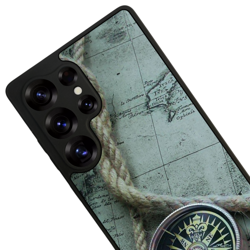 Samsung Galaxy S25 Ultra Uyumlu Pusula Tasarımlı Glossy Premium Kılıf