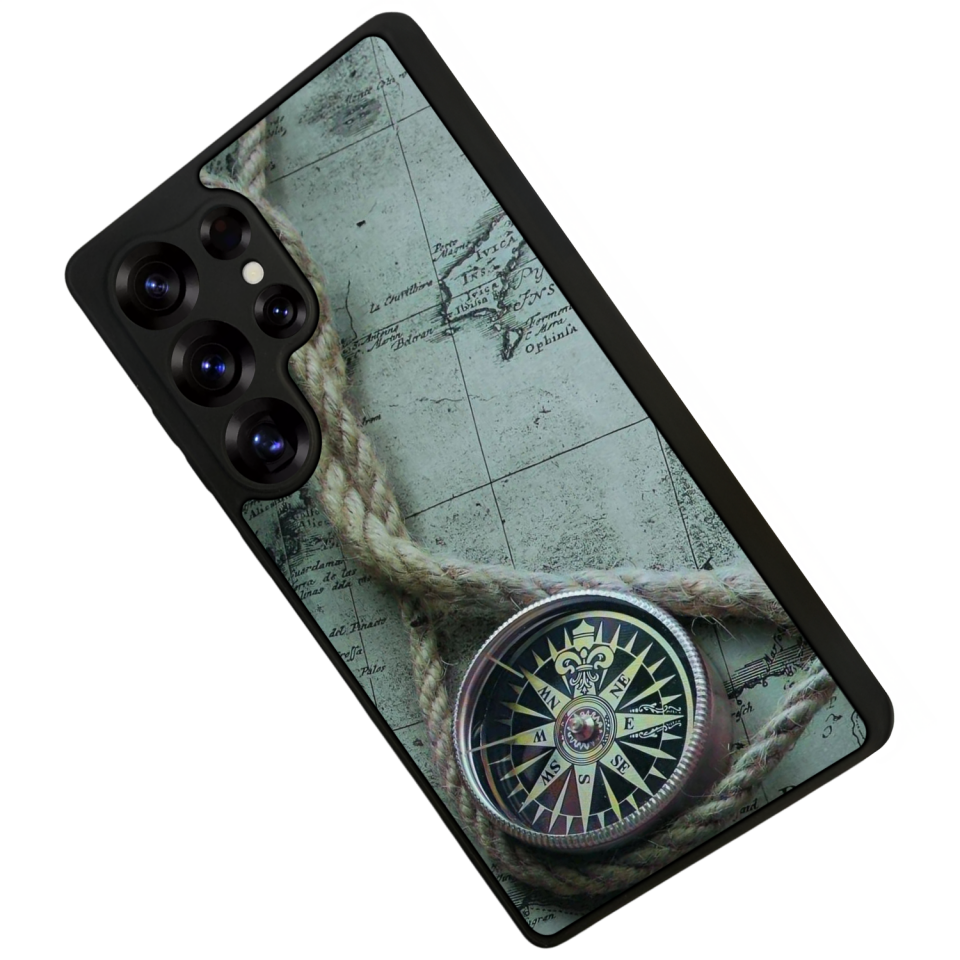 Samsung Galaxy S25 Ultra Uyumlu Pusula Tasarımlı Glossy Premium Kılıf