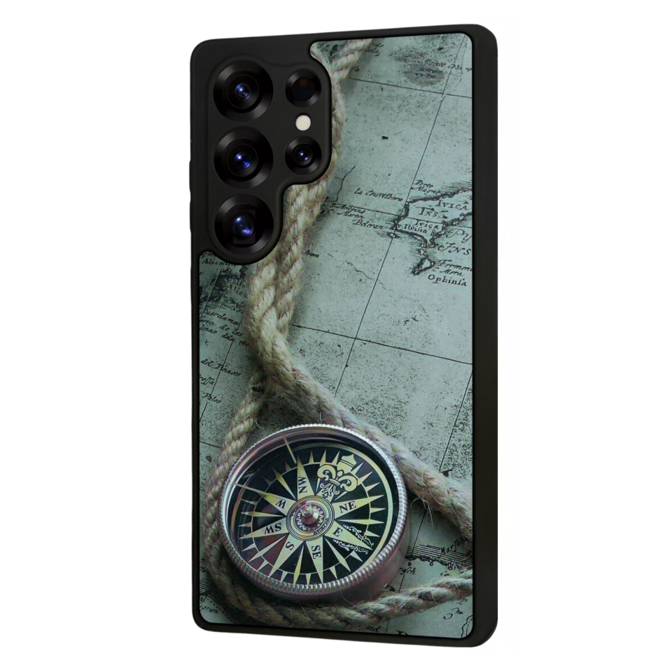 Samsung Galaxy S25 Ultra Uyumlu Pusula Tasarımlı Glossy Premium Kılıf