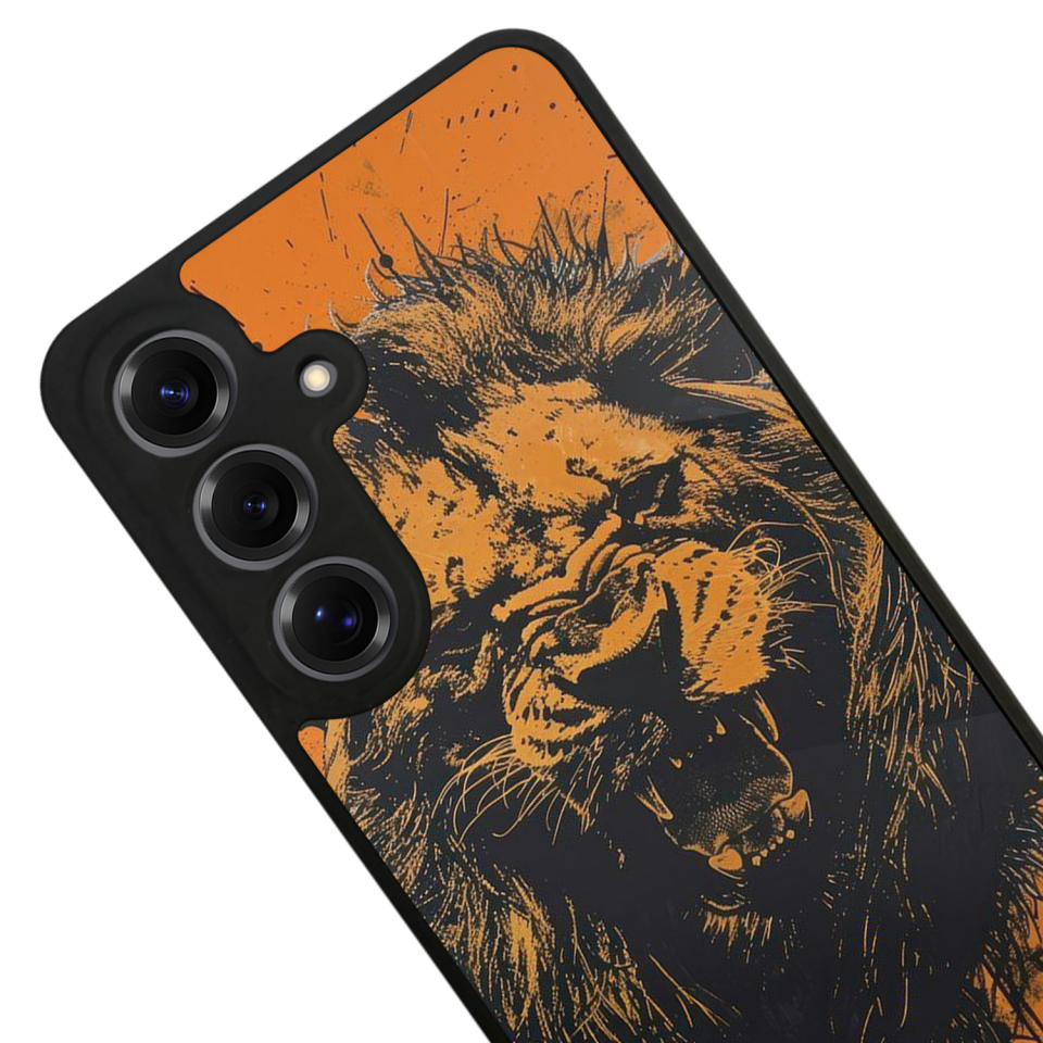 Samsung Galaxy S25 Uyumlu Aslan Tasarımlı Glossy Premium Kılıf