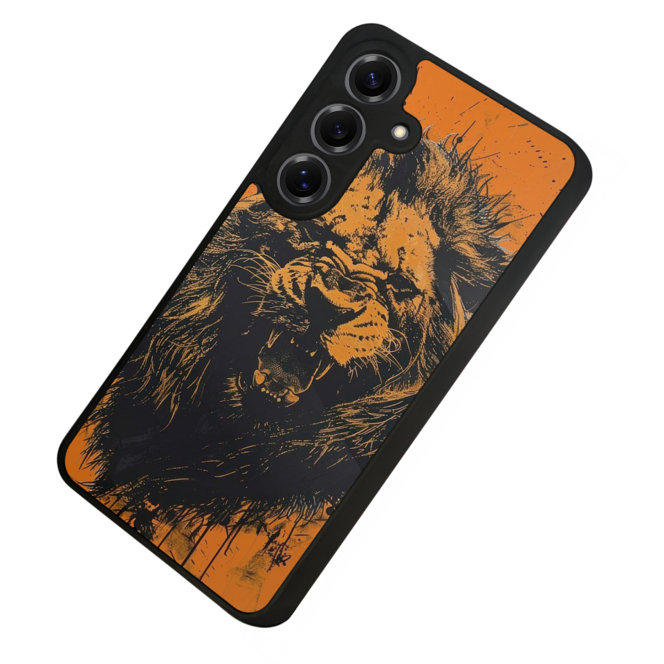 Samsung Galaxy S25 Uyumlu Aslan Tasarımlı Glossy Premium Kılıf