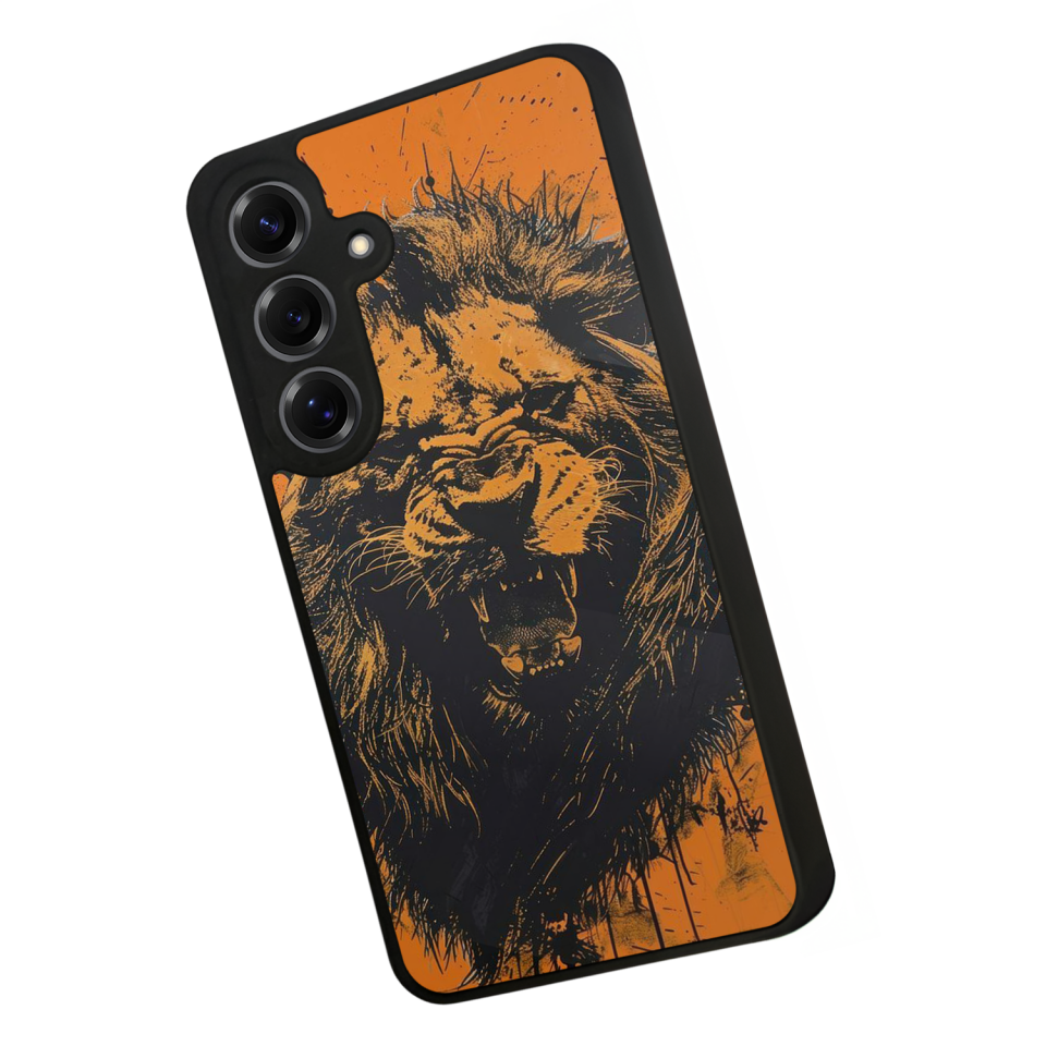 Samsung Galaxy S25 Uyumlu Aslan Tasarımlı Glossy Premium Kılıf