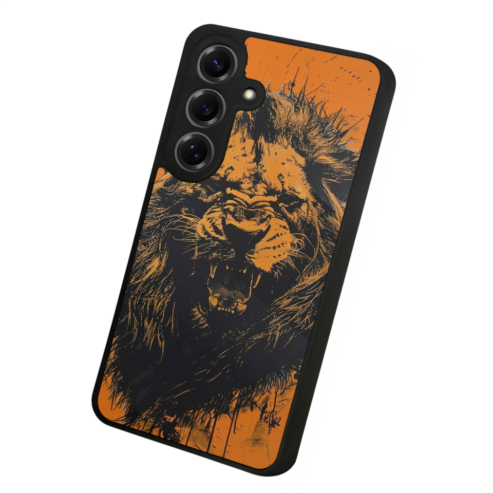 Samsung Galaxy S25 Uyumlu Aslan Tasarımlı Glossy Premium Kılıf