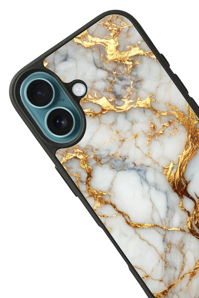 iPhone 16 Plus Uyumlu Mermer Marble Tasarımlı Glossy Premium Kılıf