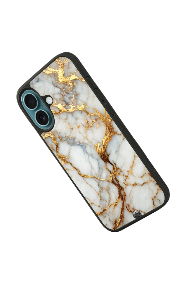 iPhone 16 Plus Uyumlu Mermer Marble Tasarımlı Glossy Premium Kılıf