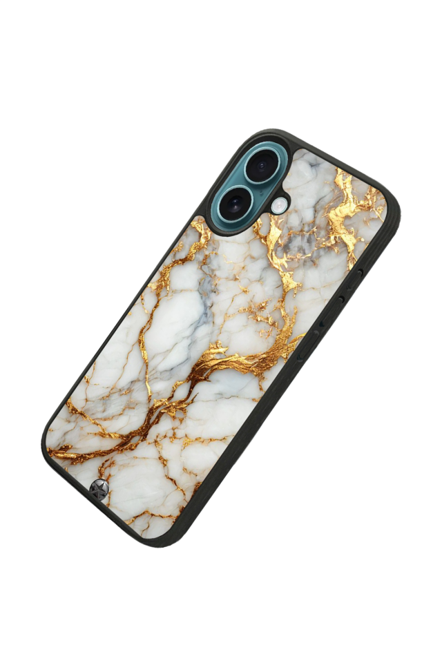 iPhone 16 Plus Uyumlu Mermer Marble Tasarımlı Glossy Premium Kılıf